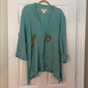 Stilista S green linen top